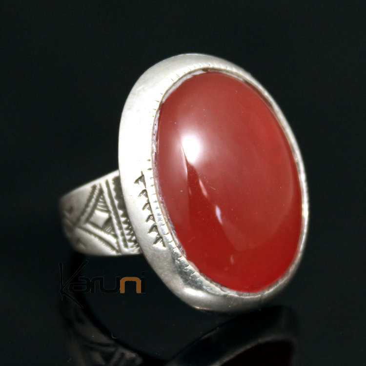 Bague en Argent et Agate Rouge 31 Ovale