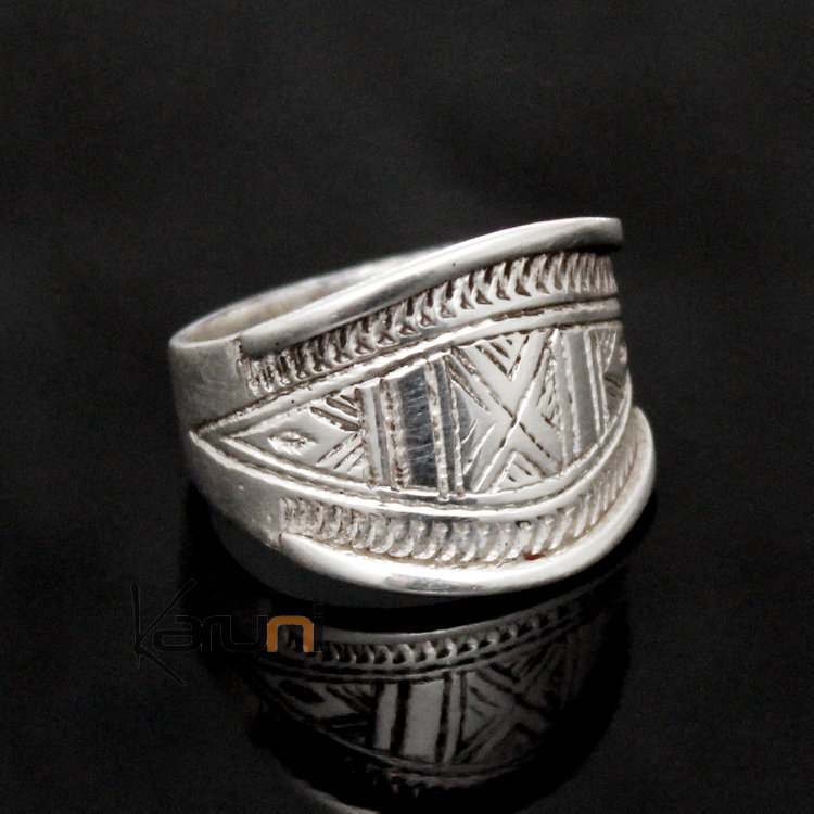 Bague en Argent Petit Bandeau Gravé Homme/Femme 09