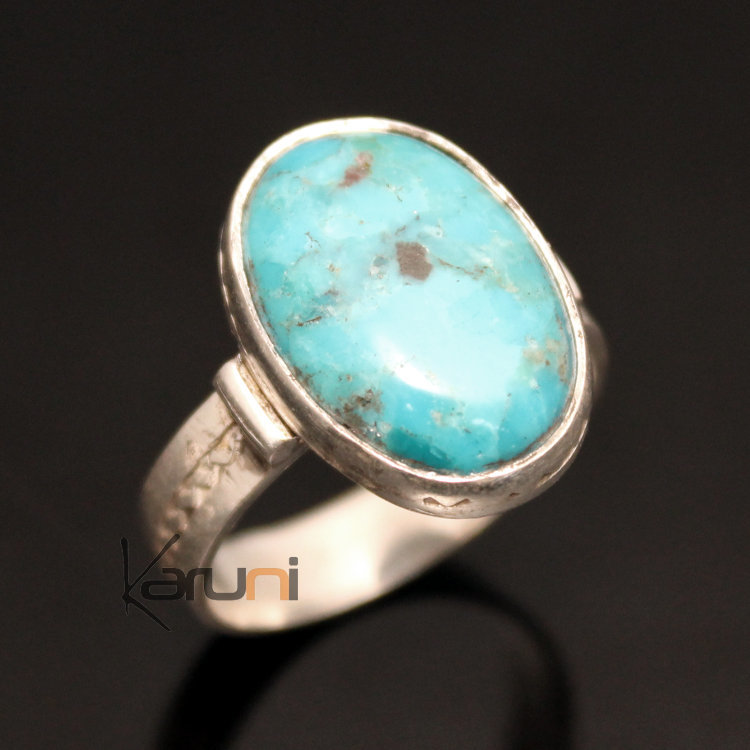 Bague en Argent et Turquoise 10 Ovale