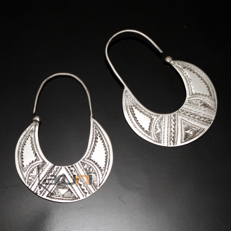 Boucles d'Oreilles Créoles en Argent 28 Plates Gravées 3 cm