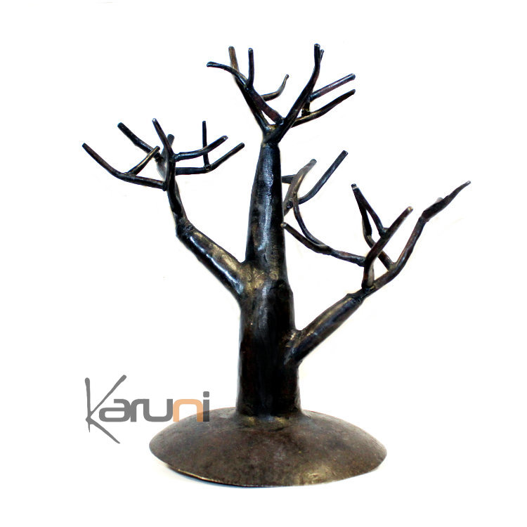 Arbre porte - bijoux design Branche 25 cm métal recyclé baobab Madagascar