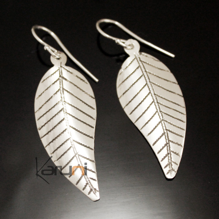 Boucles d'oreilles en Argent 131 Feuilles Lisses Lignes