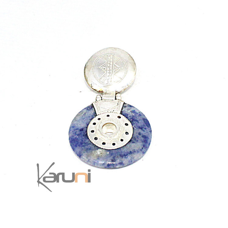 Collier Pendentif Argent Massif Sodalite Bleue 7051