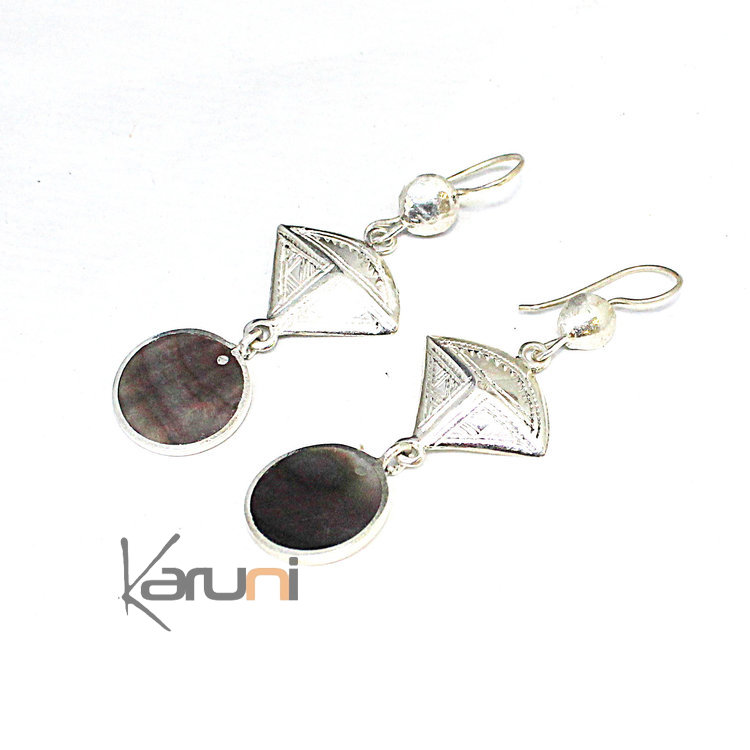 Boucles d'Oreilles Argent Massif Nacre 5110