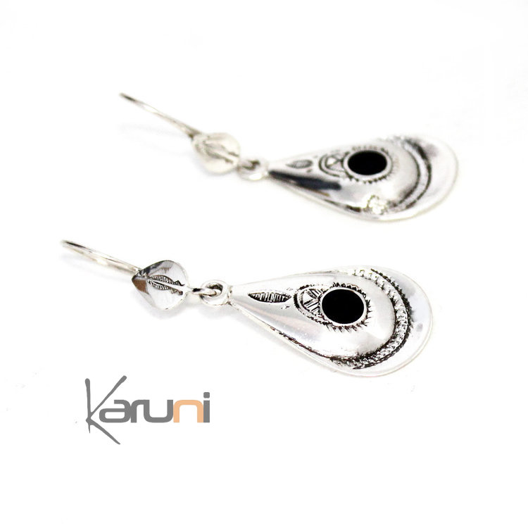 Boucles d'Oreilles Argent Massif Ebène 5115