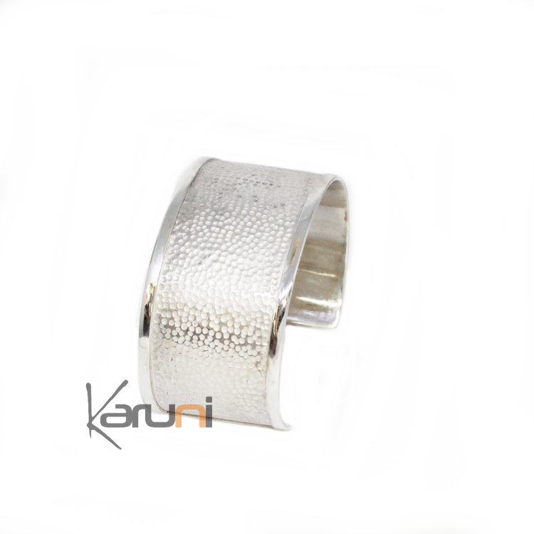 Bracelet Manchette Argent Massif Martelé Teinté 3116