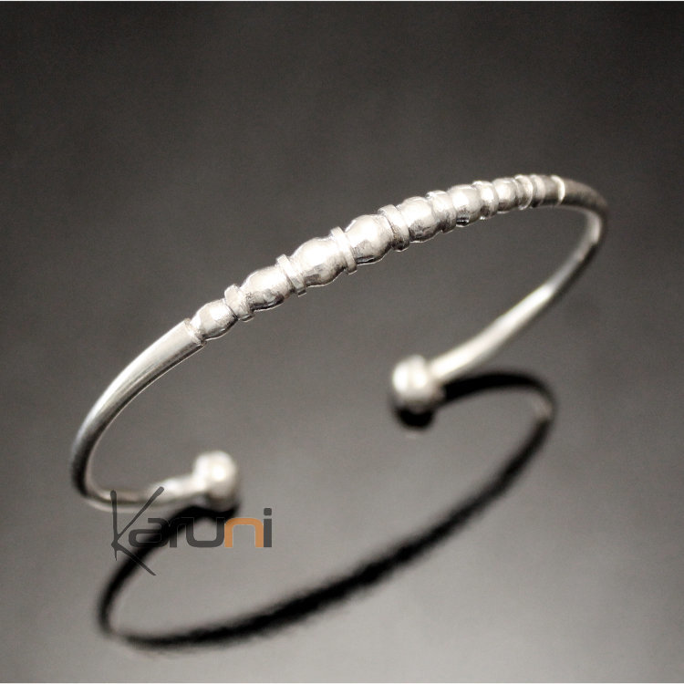 Bracelet en argent Rond Homme/Femme 02 Perlé