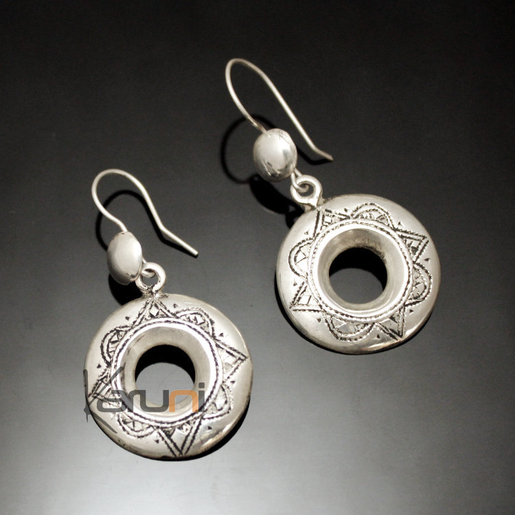 Boucles d'oreilles en Argent 64 Ronds Creux Gravés