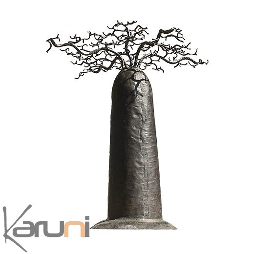 Arbre porte-bijoux design Baobab rond 35 cm métal recyclé Madagascar