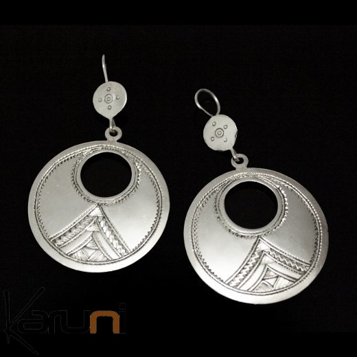 Boucles d'oreilles en Argent 22 Grands Ronds Gravé