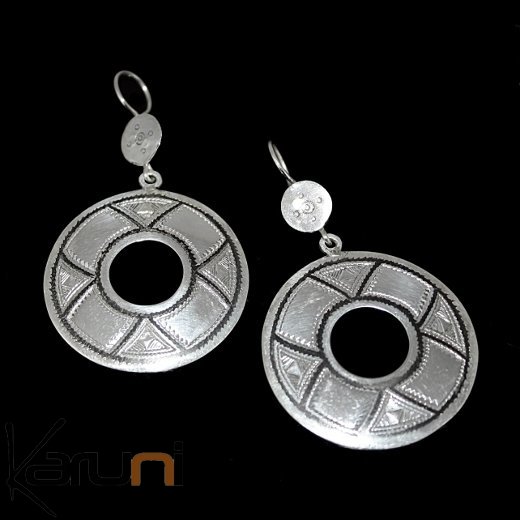 Boucles d'oreilles en Argent 23 Grands Ronds Gravé Ebene