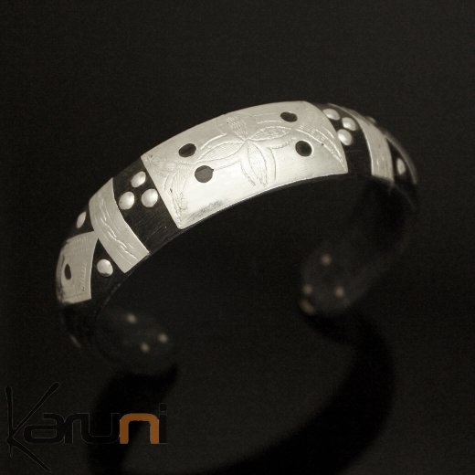 Bracelet ethnique corne et argent clous Mauritanie 2