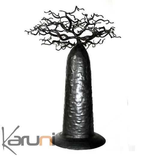 Arbre à  porte-bijoux design Baobab rond 30 cm métal recyclé Madagascar