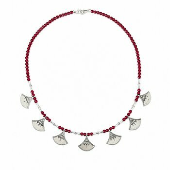 Collier Shat Shat Touareg – Argent 925 & Perles Rouges Fait Main Pendentif Touareg Argent 925 – Bijou Ethnique Nomade Artisanat Saharien