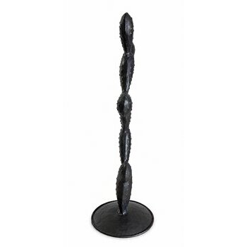 Cactus Fer Recyclé – Figurine Décorative Noire Fait Main, Design Désert Loft figurine-cactus-raquette-metal-noir-socle-profil-artisanal