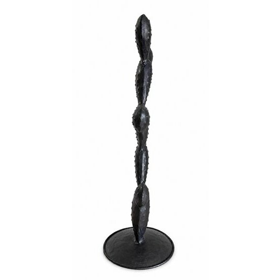 Cactus Fer Recyclé – Figurine Décorative Noire Fait Main, Design Désert Loft figurine-cactus-raquette-metal-noir-socle-profil-artisanal