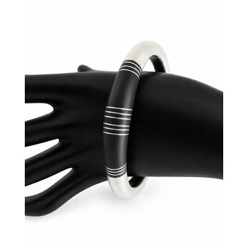 Bracelet Ethnique Argent Massif 925 et �b�ne, Manchette Artisanale Africaine, Bijou Unique �l�gant