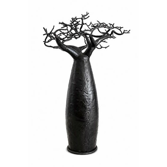 Arbre Baobab Métal Recyclé – Sculpture Artisanale Déco Loft Arbre Décoratif Métal Noir – Artisanat Recyclé Style Brut