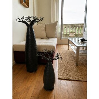 Grand Baobab M�tal Noir � Sculpture Africaine Artisanale � D�coration Int�rieure Boh�me et Ethnique