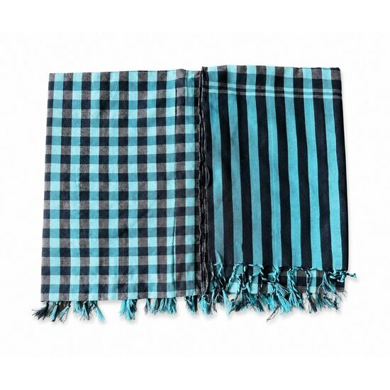 �charpe Traditionnelle Cambodge Bleu Cyan � Textile Ethnique Tiss� Main