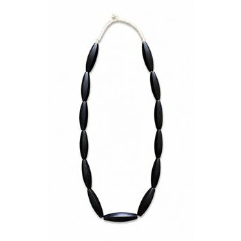 Collier Sautoir Ébène Africain – Grandes Perles Sculptées Artisanat Ethnique Collier Ethnique en Ébène – 13 Grandes Perles Sculptées Artisanales