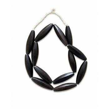 Collier Sautoir Ébène Africain – Grandes Perles Sculptées Artisanat Ethnique Sautoir Bois d’Ébène – Artisanat Africain Style Tribal Contemporain