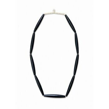 Collier Sautoir en �b�ne V�ritable � 9 Grandes Perles Sculpt�es Main