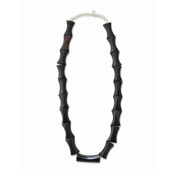 Collier Ébène Véritable 19 Perles Sculptées – Sautoir Artisanal Collier Long en Bois d'Ébène Véritable – 19 Perles Artisanales