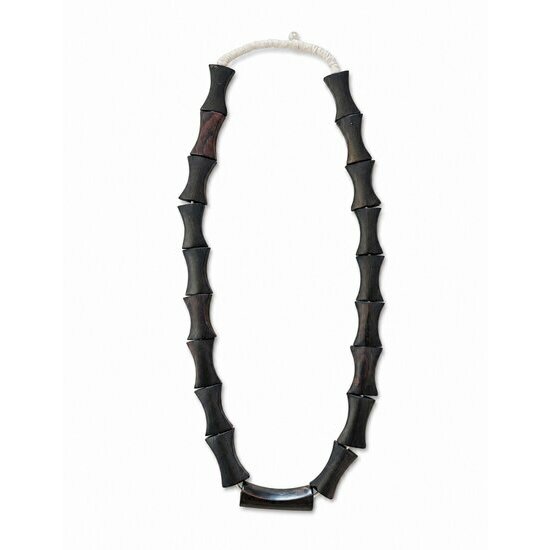 Collier Ébène Véritable 19 Perles Sculptées – Sautoir Artisanal Bois Précieux Collier Long en Bois d'Ébène Véritable – 19 Perles Artisanales