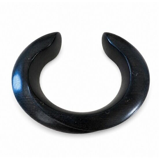 Jonc Ouvert en Bois d��b�ne � Bracelet Noir Naturel Fait Main