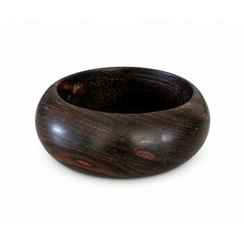Bracelet Galet Ébène du Mali – Jonc Bois Veiné Forme Bombée Bracelet Rond en Ébène – Bijou Minimaliste Bois Noir Naturel