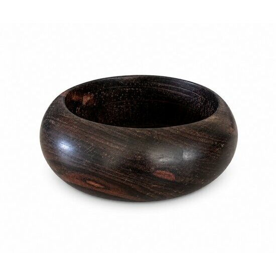 Bracelet Galet Ébène du Mali – Jonc Bois Veiné Forme Bombée Bracelet Rond en Ébène – Bijou Minimaliste Bois Noir Naturel