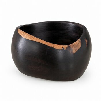 Bracelet Ébène Massif Bord Brut – Manchette Bois Noir Sculptée Main