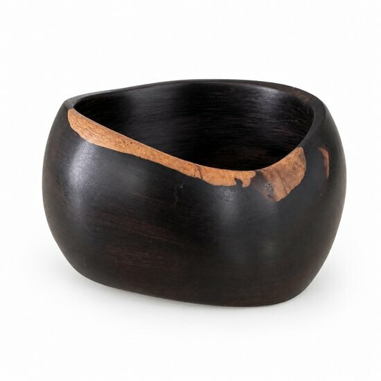 Bracelet Ébène Massif Bord Brut – Manchette Bois Noir Sculptée Main