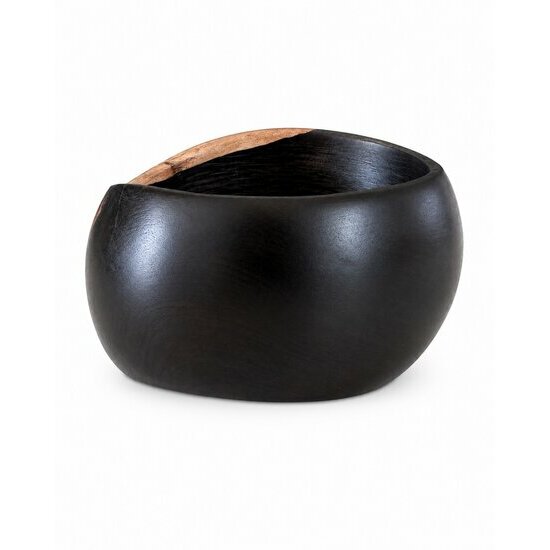 Bracelet Ébène Massif Bord Brut – Manchette Bois Noir Sculptée Main