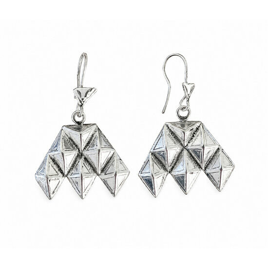 Boucles d'Oreilles Argent 925 Inspiration Touareg – Bijou Bohème Chic Fait Main Boucles Pendantes Argent 925 – Motifs Géométriques Style Touareg