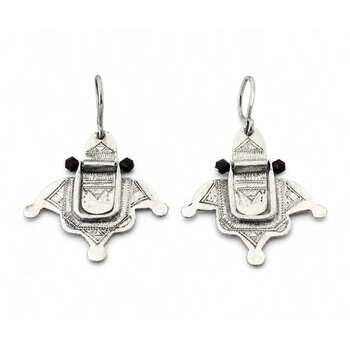 Bijou Touareg Argent 925 Grav� � Boucles Pendantes Artisanales du Niger