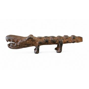 Sculpture Crocodile Bronze Dogon � Objet d�Art Africain Patin�