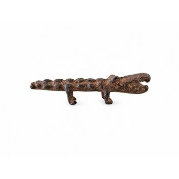 Crocodile Dogon en Bronze � Sculpture Africaine Artisanale Vue Profil