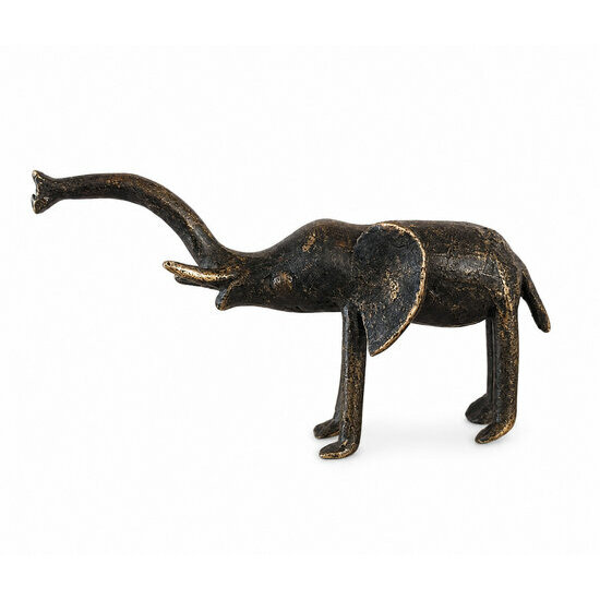 &Eacute;l&eacute;phant en Bronze Patin&eacute; � Sculpture Africaine Artisanale 14 cm