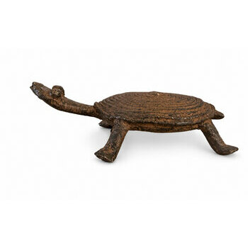 Tortue Dogon en Bronze – Petite Sculpture Africaine à Patine Cuivrée Petite Tortue en Bronze – Objet d’Art Africain Style Cabinet de Curiosités