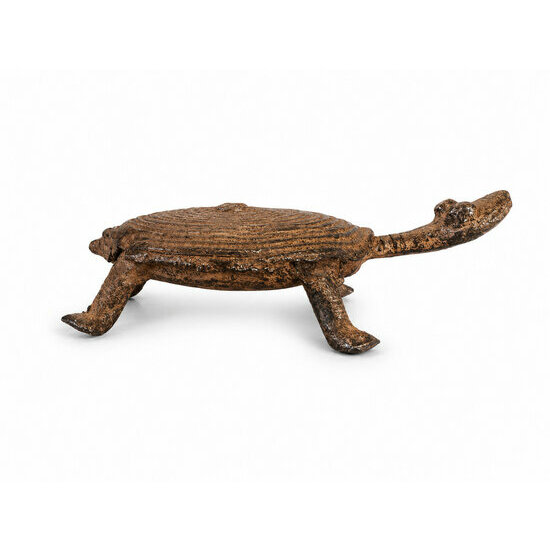 Tortue Dogon en Bronze � Petite Sculpture Africaine &agrave; Patine Cuivr&eacute;e