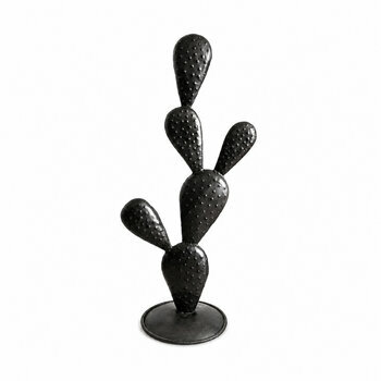 Sculpture cactus en m�tal recycl� noir faite main � Vue de face