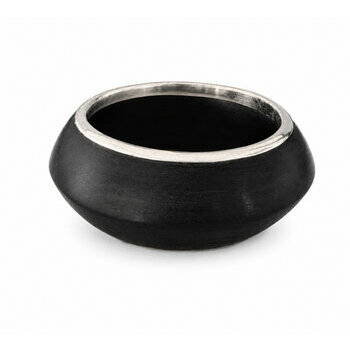 Jonc �b�ne Noir et Argent Massif 925 � Bracelet Design Sculptural