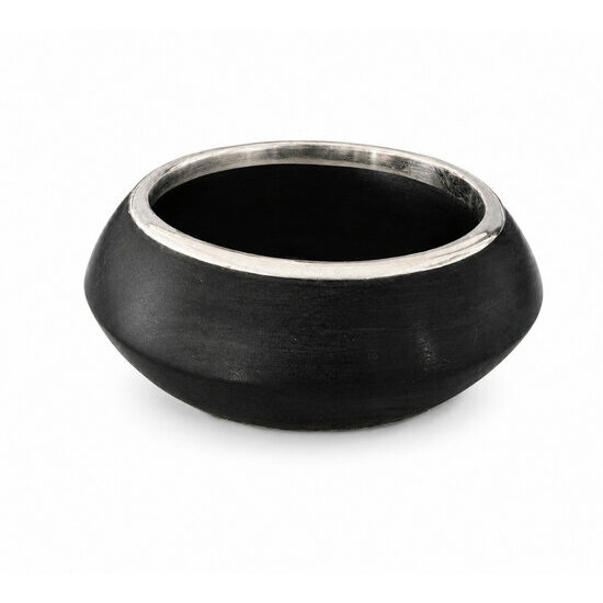 Jonc �b�ne Noir et Argent Massif 925 � Bracelet Design Sculptural