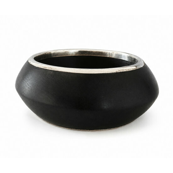 Bracelet Large Bois d��b�ne et Argent � Bijou Bicolore Contemporain
