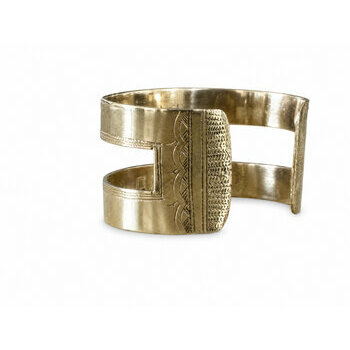 Manchette Touareg en Laiton � Bracelet Grav� Main Vue de Profil