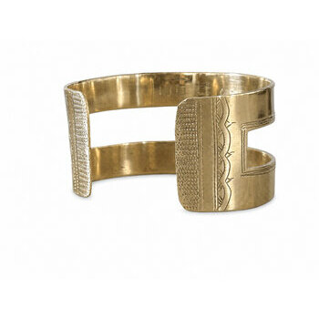 Bracelet Touareg Laiton Gravures Manuelles � Bijou Artisanal R�glable
