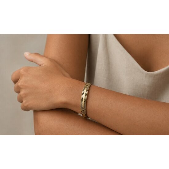 Bracelet Touareg en Laiton Gravé Main – Jonc Ajustable à Embouts Sphériques Bracelet Touareg Laiton Porté – Jonc Fin Gravé Main pour Femme