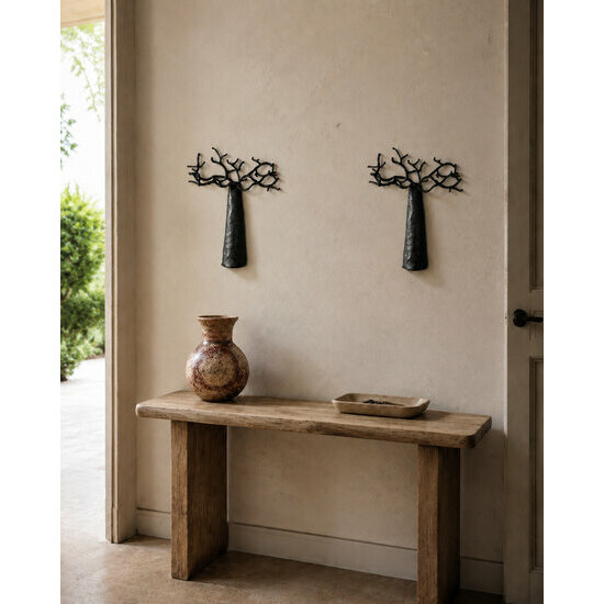 Baobab Mural en Métal – Porte-Clés et Porte-Bijoux Fait Main Baobab Mural Décoratif dans une Entrée – Rangement Clés en Métal